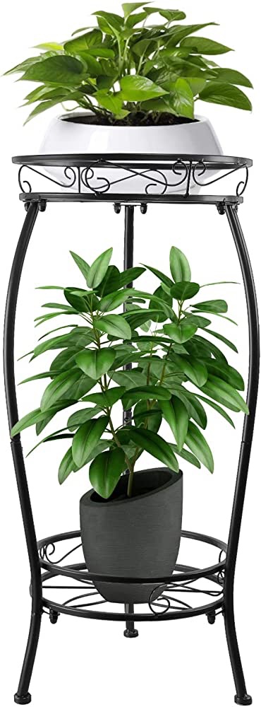Amazon.com: YHIJURS Plant Stand Indoor Outdoor,2 Tier Metal Tall Plant Stands,27.1'' Potted Multiple Holder, Rustproof Decorative Plants Shelf for Corner, Patio, Living Room, Garden (Black) : Everything Else