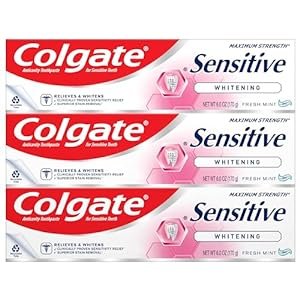 Colgate Whitening Toothpaste for Sensitive Teeth, 6 Oz (Pack of 3)