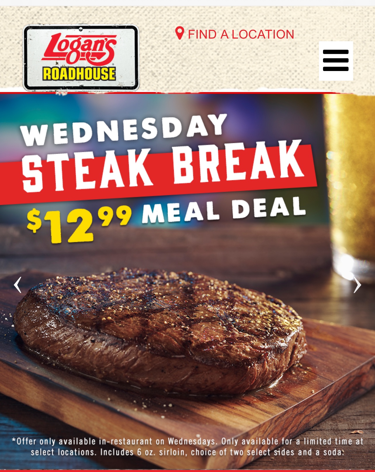Logan's Roadhouse Steak Break $12.99 Meal Deal