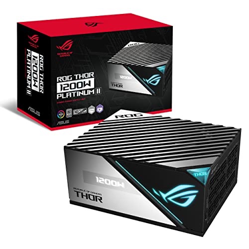 Amazon.com: ROG Thor 1200W Platinum II (1200 Watt, Fully Modular Power Supply, 80+ Platinum, Lambda A++ Certified, ROG heatsinks, 135mm PWM Fan, 0dB Mode, OLED Panel, Sleeved Cables, Aura Sync, 10 Yea