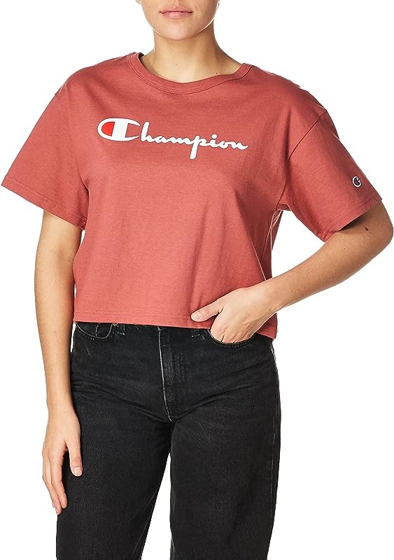 Amazon.com: Champion Women's Heritage Cropped Tee, -Sandalwood Red-551058, Small : Clothing, Shoes & Jewelry