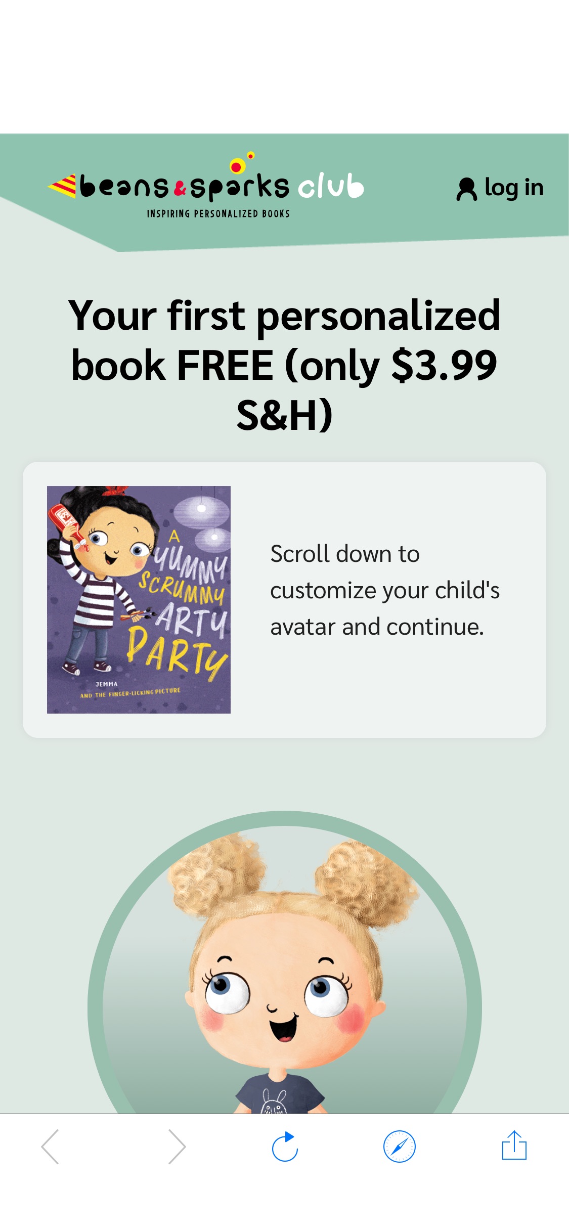 beans&sparks club - Create a book with your child as a hero 免费书和贴纸