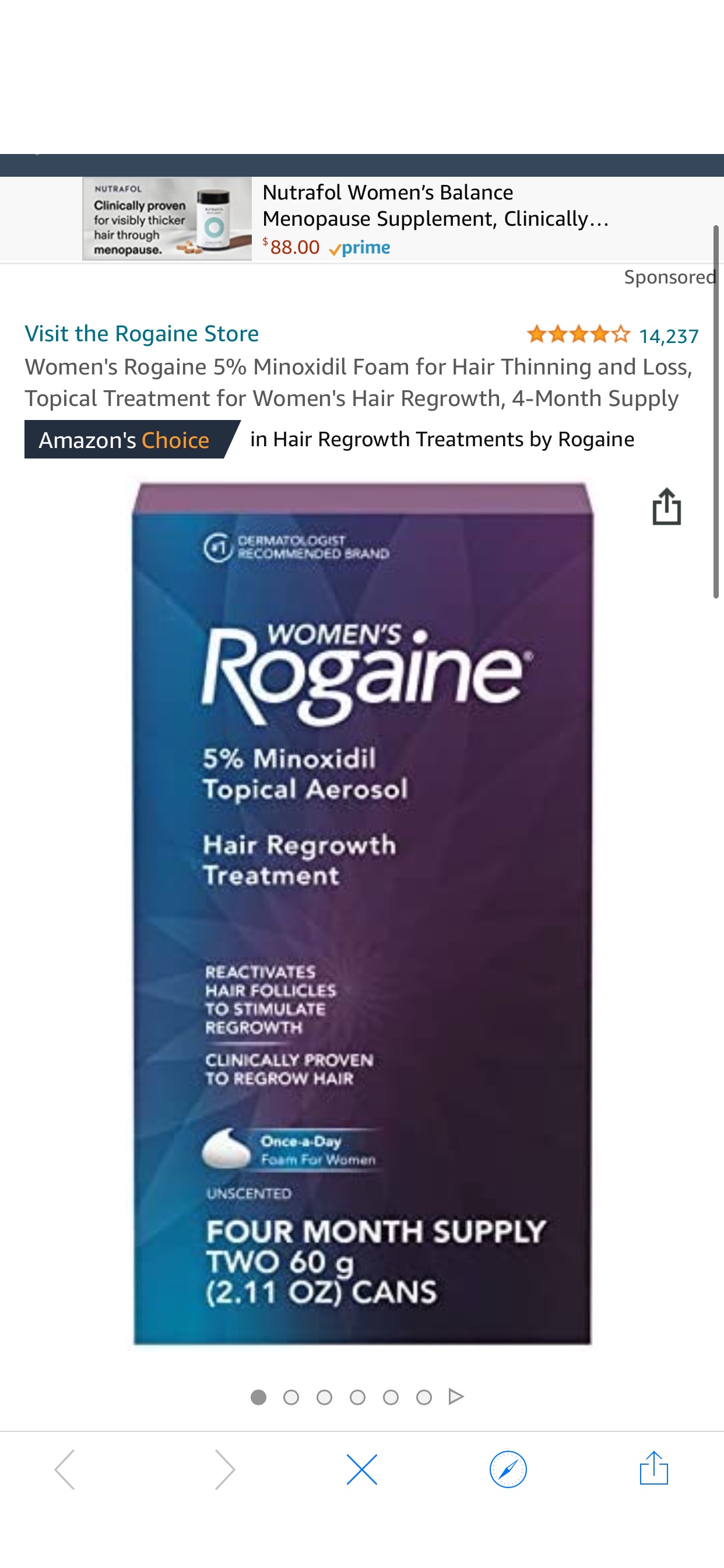 Amazon.com : Women's Rogaine 5% Minoxidil Foam for Hair Thinning and Loss, Topical Treatment for Women's Hair Regrowth, 4-Month Supply : Beauty & Personal Care