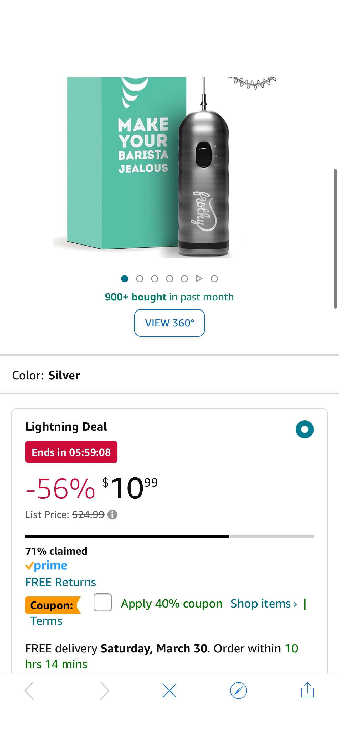 Amazon.com: Electric Milk Frother, Handheld Drink Mixer - Foamer LD加 coupon