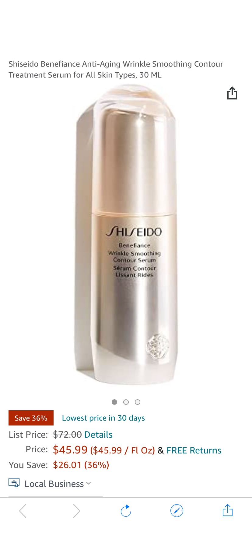 精华液Amazon.com: Shiseido Benefiance Anti-Aging Wrinkle Smoothing Contour Treatment Serum for All Skin Types, 30 ML : Beauty & Personal Care