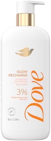 Amazon.com : Dove Exfoliating Body Wash Glow Recharge Energizes &amp; illuminates skin 3% brightening serum with vitamin C 18.5 oz : Beauty &amp; Personal Care