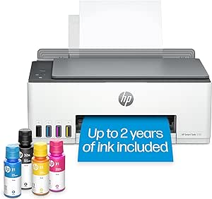Amazon.com: HP Smart -Tank 5101 Wireless Cartridge-free all in one printer, up to 2 years of ink included, mobile print, scan, copy (1F3Y0A) , White : Office Products