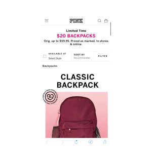 $20 Backpacks - PINK