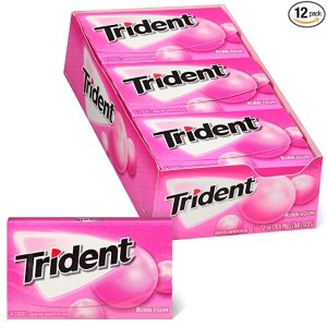Trident Bubblegum Sugar Free Gum, School Lunch Box Snacks, 12 Packs of 14 Pieces (168 Total Pieces)