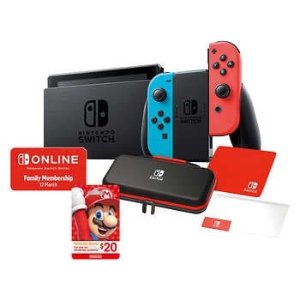 Switch Bundle with 12 Month Online Family Plan, $20 eShop and Case