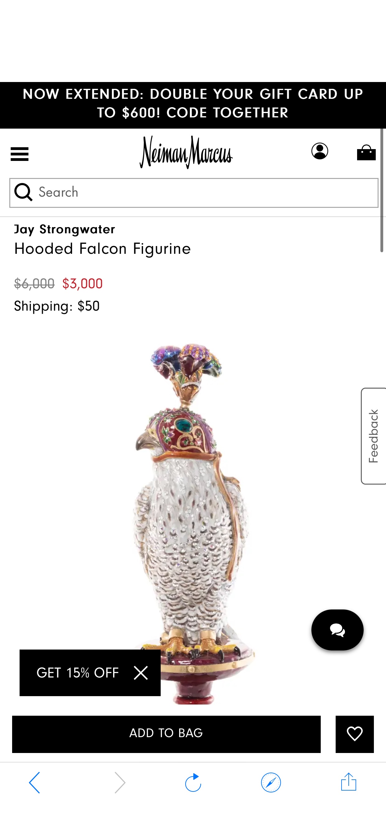 Jay Strongwater Hooded Falcon Figurine | Neiman Marcus