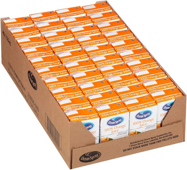 Ocean Spray 100% Orange Juice 4.2 Ounce Juice Box Pack of 40