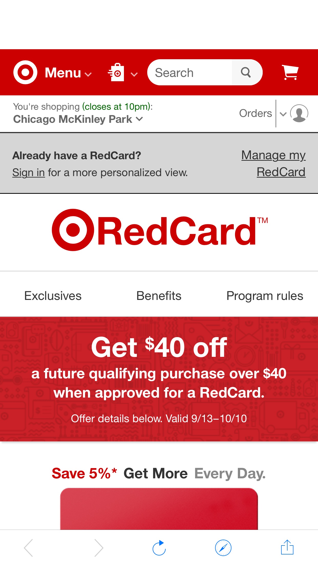 RedCard : Save 5% at Target  目标