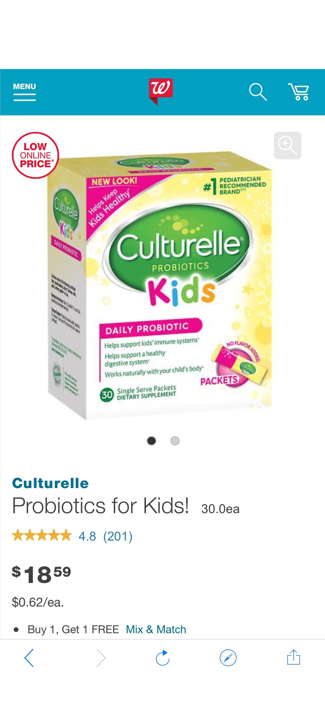 Culturelle Probiotics for Kids! 买一送一，还可以使用优惠券减3美元| Walgreens