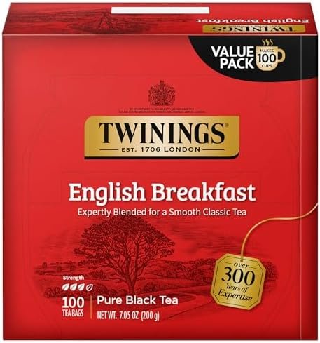 Twinings English Breakfast Black Tea, 100 Individually Wrapped Tea Bags
