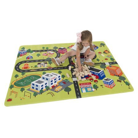 Baby Play Mat for Kids, Microfiber Flannel Fleece & Foam Mat with Non Slip Back