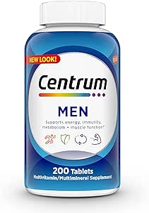 Amazon.com: Centrum Multivitamin for Men, Multivitamin/Multimineral Supplement with Vitamin D3, B Vitamins and Antioxidants, Gluten Free, Non-GMO Ingredients - 200 Count : Health &amp; Household