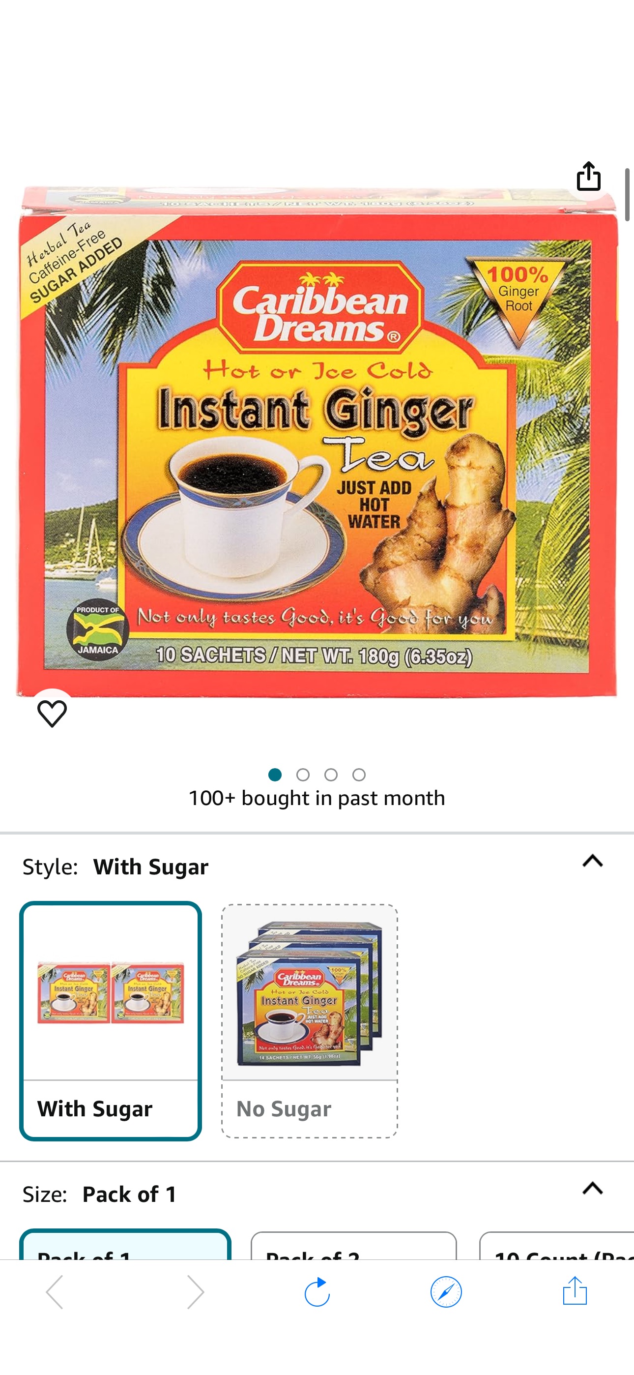 Amazon.com : Caribbean Dreams Instant Ginger Tea, 100% Natural from Jamaica, Strong Taste and Aroma, 10 Sachets : Grocery Tea Sampler : Everything Else