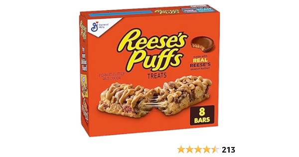 Reese's Puffs Breakfast Cereal Treat Bars, Peanut Butter & Cocoa, 8 ct