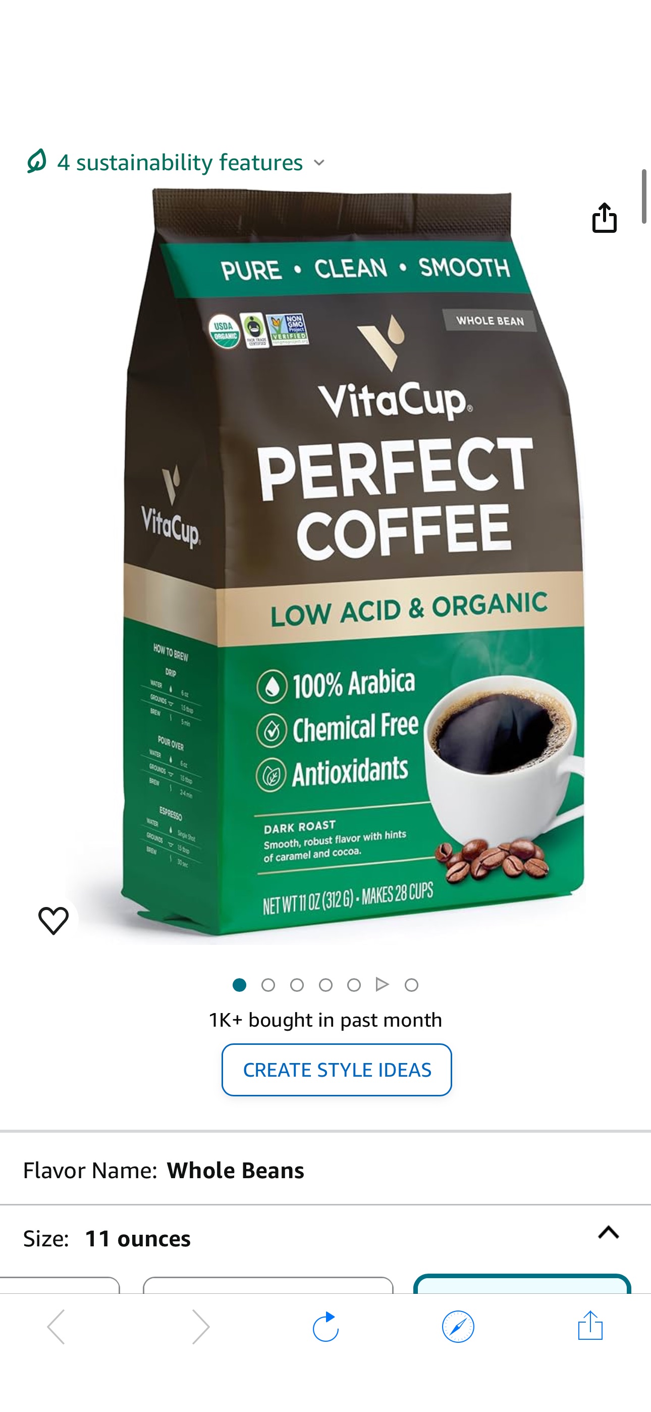Amazon.com : VitaCup Perfect Low Acid Coffee Beans, USDA Organic & Fair Trade, Mycotoxin Free, Dark Roast Guatemala Single Origin $5.98 VitaCup Perfect Low Acid Coffee Beans, USDA Organic & Fair Trade