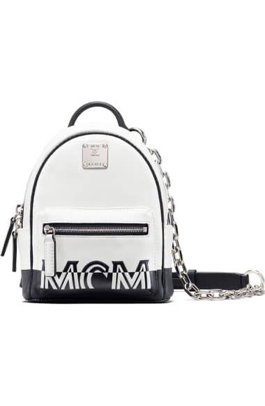 MCM黑白迷你背包Mini Contrast Logo Leather Crossbody Bag | Nordstrom