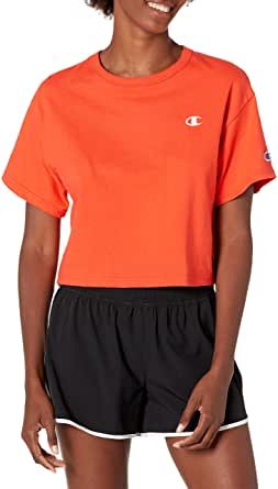 Champion Women's Heritage Cropped Tee, Left Chest C