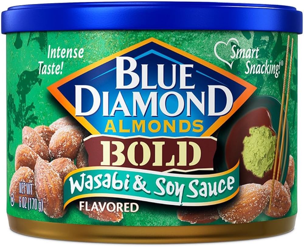 Amazon.com : Blue Diamond Almonds, Bold Wasabi & Soy Sauce, 6 Oz : Grocery & Gourmet Food 芥末杏仁
