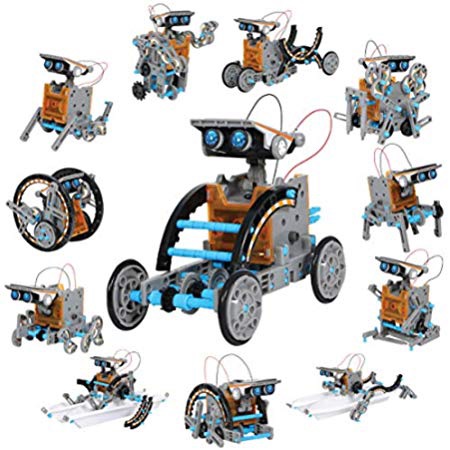 Amazon.com: Sillbird STEM 12合1教育性太阳能机器人玩具-190件适合8-10岁儿童使用的DIY建筑科学实验套件，太阳供电