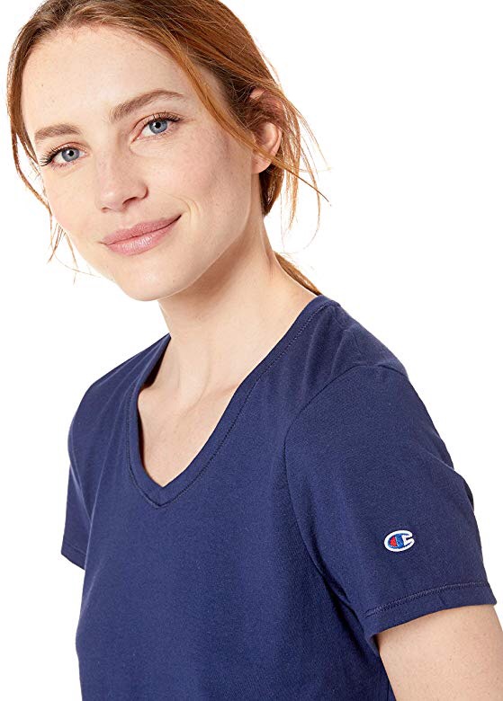 Champion Women's Double Dry Cotton Tee, Athletic Navy, Large at Amazon Women’s Clothing store女款T恤