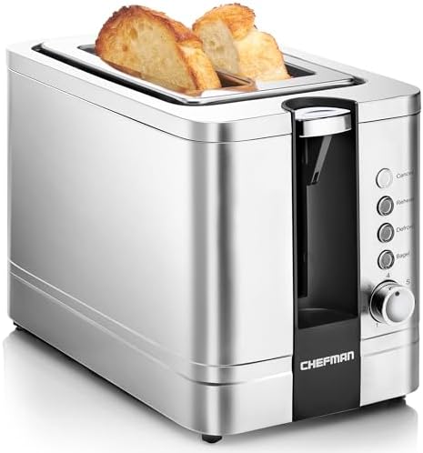 Amazon.com: Chefman 2-Slice Digital Toaster, Pop-Up, Stainless Steel, Extra-Wide Slots For Bagels, Defrost, Reheat, Cancel Functions, Removable Crumb Tray: Home &amp; Kitchen