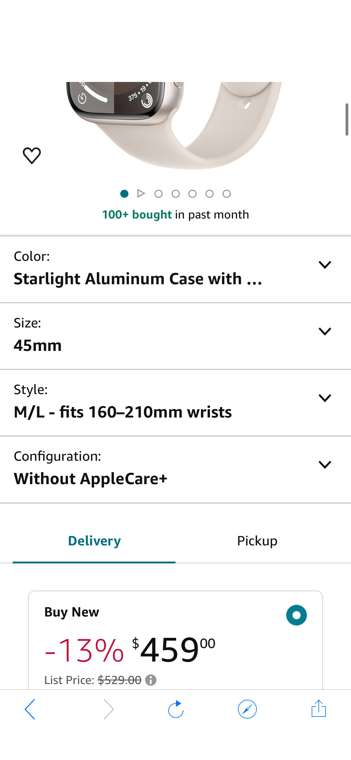 Amazon.com: Apple Watch Series 9 [GPS + Cellular 45mm] Smartwatch with Starlight Aluminum Case with Starlight Sport Band M/L. Fitness Tracker, Blood Oxygen & ECG Apps, Always-On Retina Display : Cell 