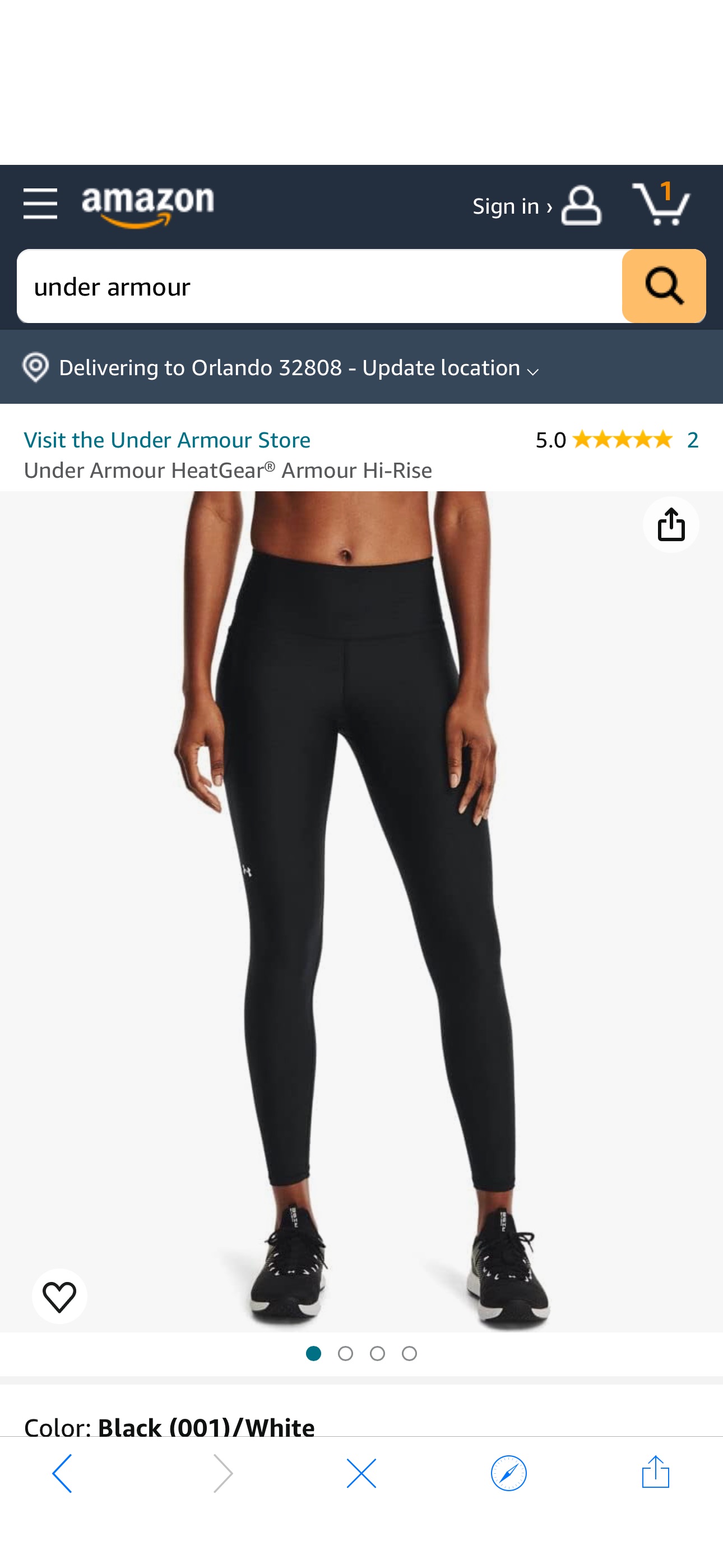 Under Armour womens HeatGear Armour High Waisted Pocketed No-Slip Leggings , Black (001)/White , Small at Amazon Women’s Clothing store