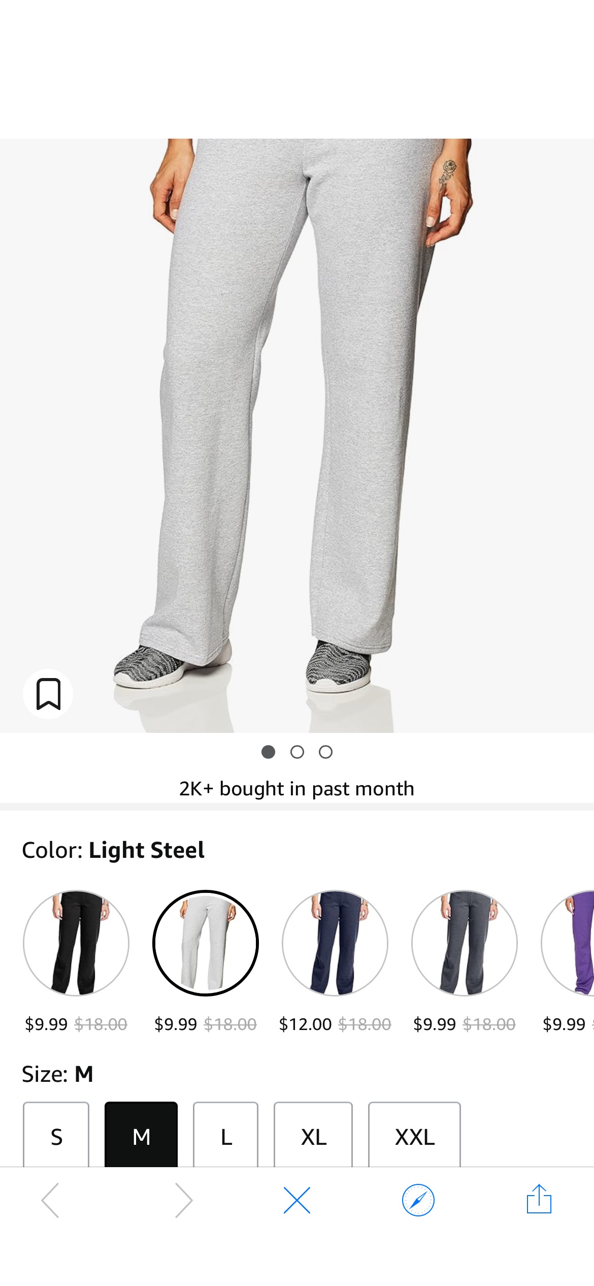 Hanes Women's EcoSmart Open Bottom Leg Sweatpants, Light Steel, Small at Amazon Women’s Clothing store