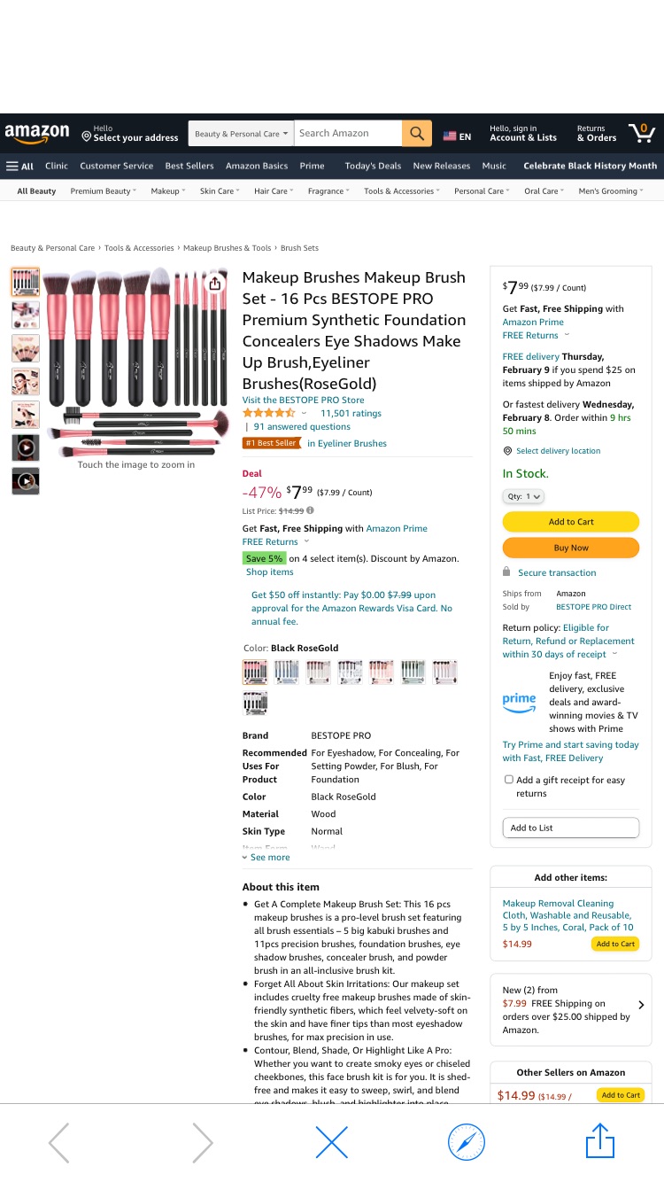 Amazon.com: Makeup Brushes Makeup Brush Set - 16 Pcs BESTOPE PRO Premium Synthetic Foundation Concealers Eye Shadows Make Up Brush,Eyeliner Brushes(RoseGold)
