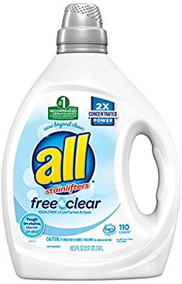 Amazon.com: all Liquid Laundry Detergent, Free Clear for Sensitive Skin, 2X Concentrated, 110 Loads: All敏感肌肤洗衣液，特大桶110loads