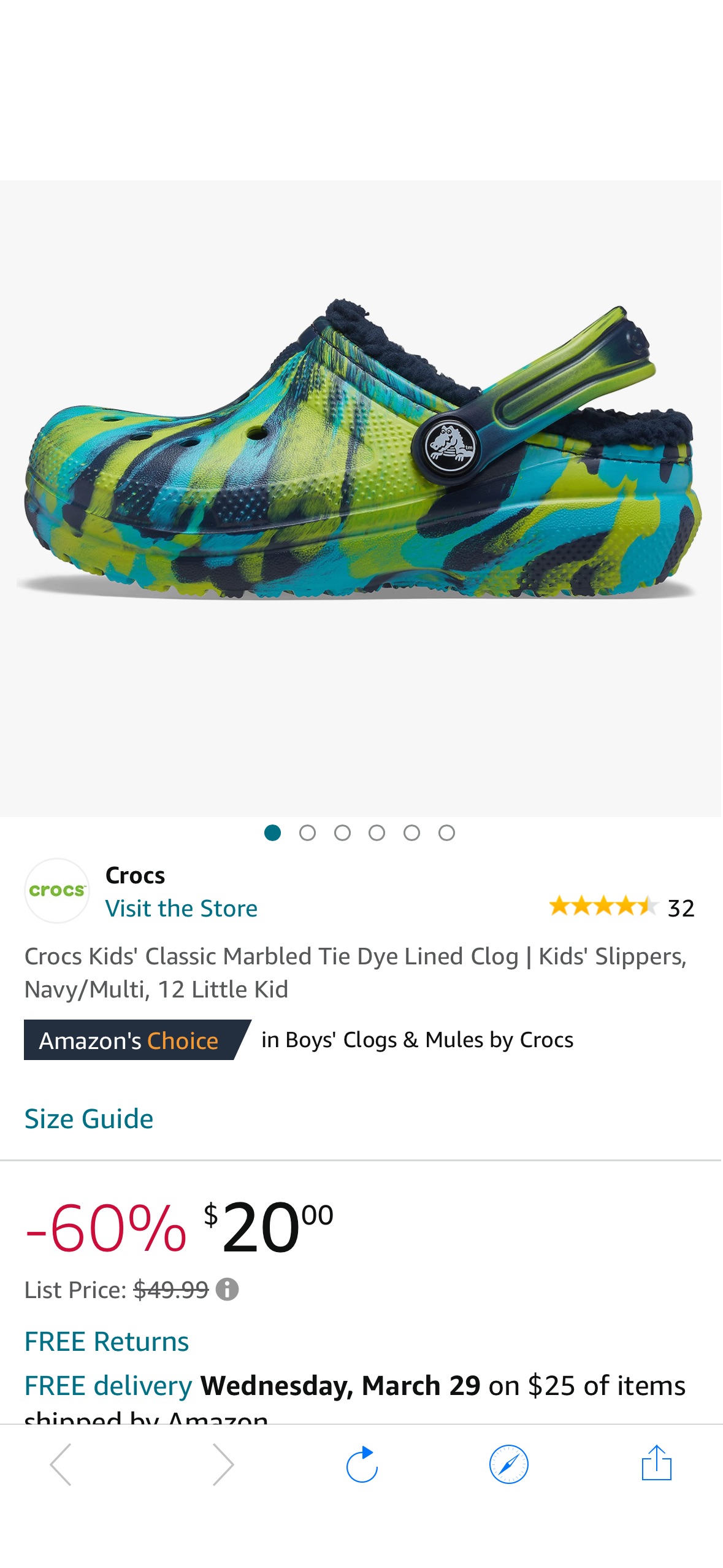 Amazon.com: Crocs Kids' Classic Marbled Tie Dye Lined Clog | Kids' Slippers, Navy/Multi, 12 Little Kid : Clothing, Shoes & Jewelry