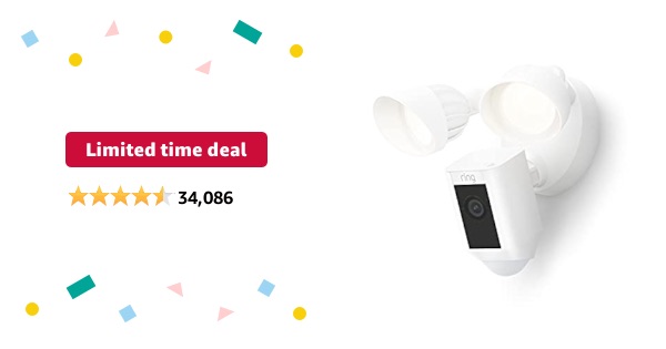 Limited-time deal: Ring Floodlight Cam Wired Plus with motion-activated 1080p HD video, White (2021 release)
