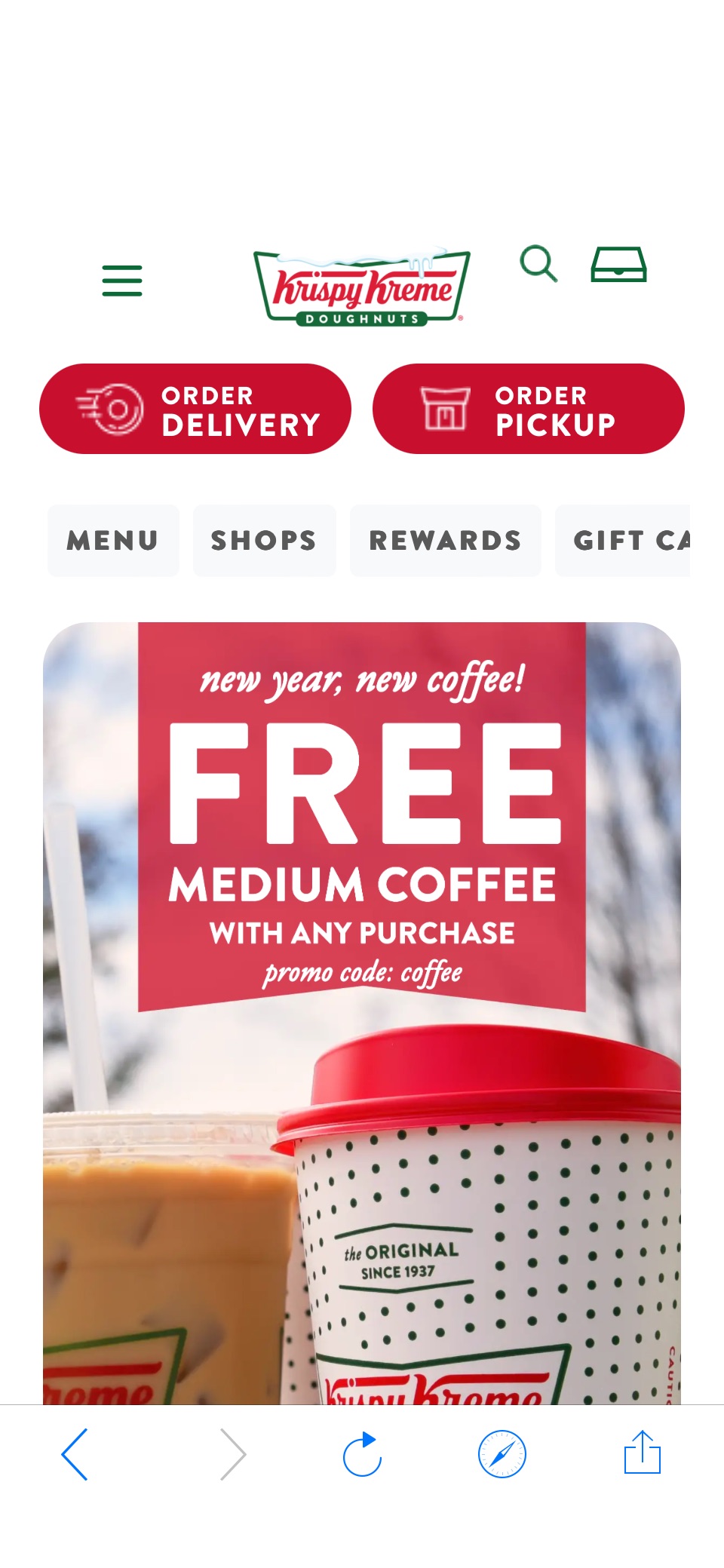 Free coffee and $9.99 Original Glazed® Dozens