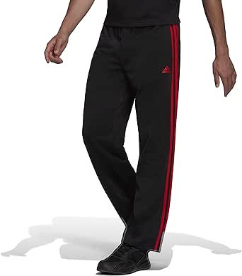adidas Men&#39;s Essentials Warm-up Open Hem 3-stripes Tracksuit Bottoms, Black/Scarlet, 4X-Large at Amazon Men’s Clothing store