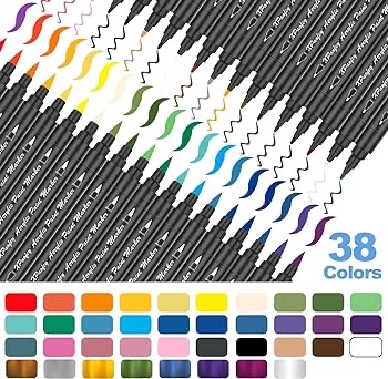Amazon.com: XPaoFey 38 Dual-tip Acrylic Paint Markers with Brush & Fine Tips, Acrylic Paint Pens for Rock Painting, Ceramic, Stone, Glass, Plastic, Wood, Calligraphy, Canvas & DIY Craft Art Supplies :
