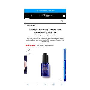 $39 Midnight Recovery Concentrate – Moisturizing Face Oil – Kiehl’s