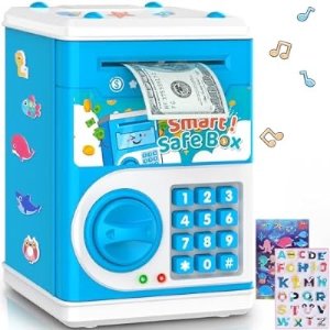 LJZJ 保险箱造型儿童电子存钱罐 纸币硬币通吃 可设密码