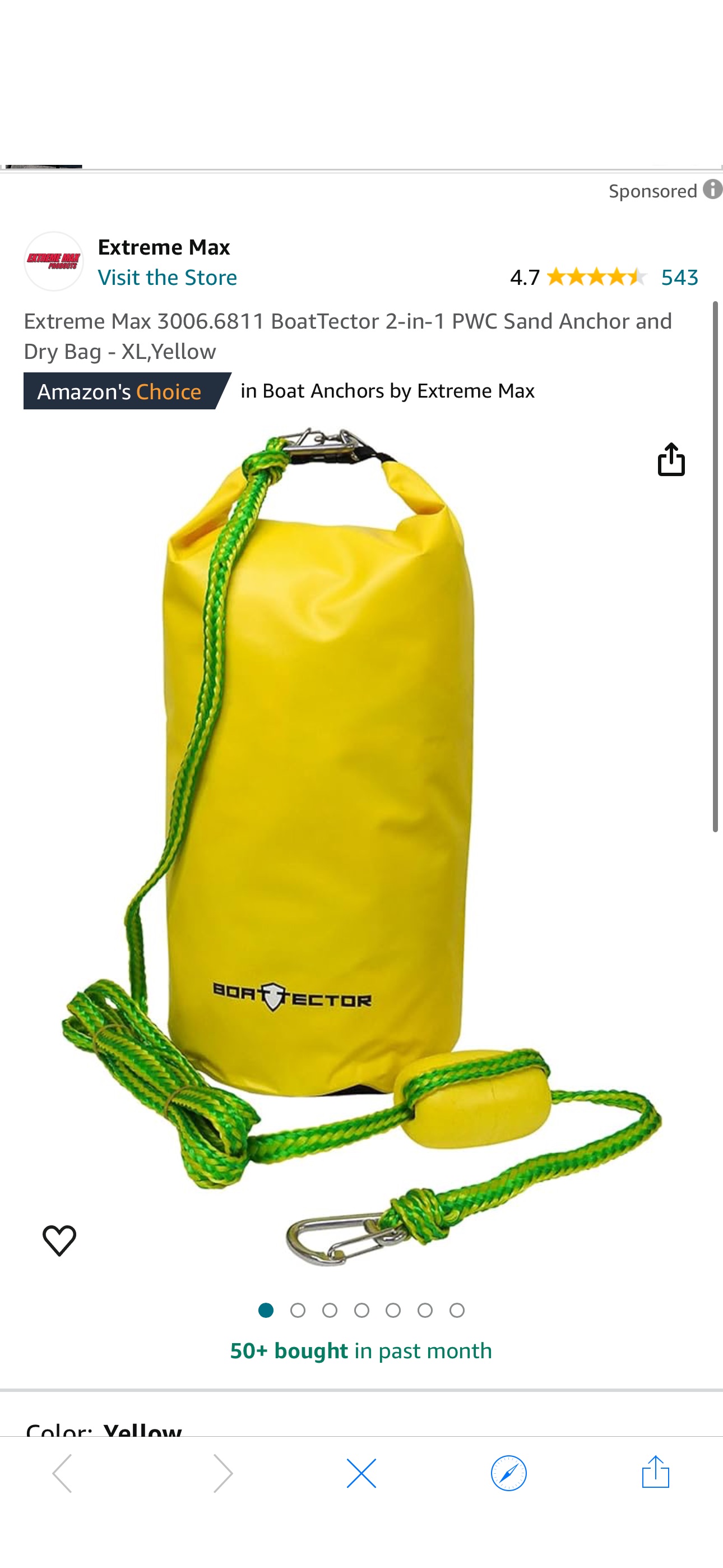 Amazon.com: Extreme Max 3006.6811 BoatTector 2-in-1 PWC Sand Anchor and Dry Bag - XL,Yellow : Automotive