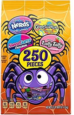 Amazon.com : 万圣节糖果Assorted Halloween Candy Variety Bag, Nerds, SweeTARTS, Gobstopper and Laffy Taffy, 68.9 Ounce, 250 Pieces : Grocery & Gourmet Food
