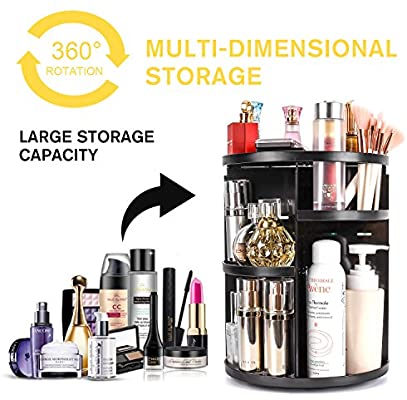 旋转可调化妆品收纳 sanipoe 360 Rotating Makeup Organizer, DIY Adjustable Makeup Carousel Spinning Holder Storage Rack