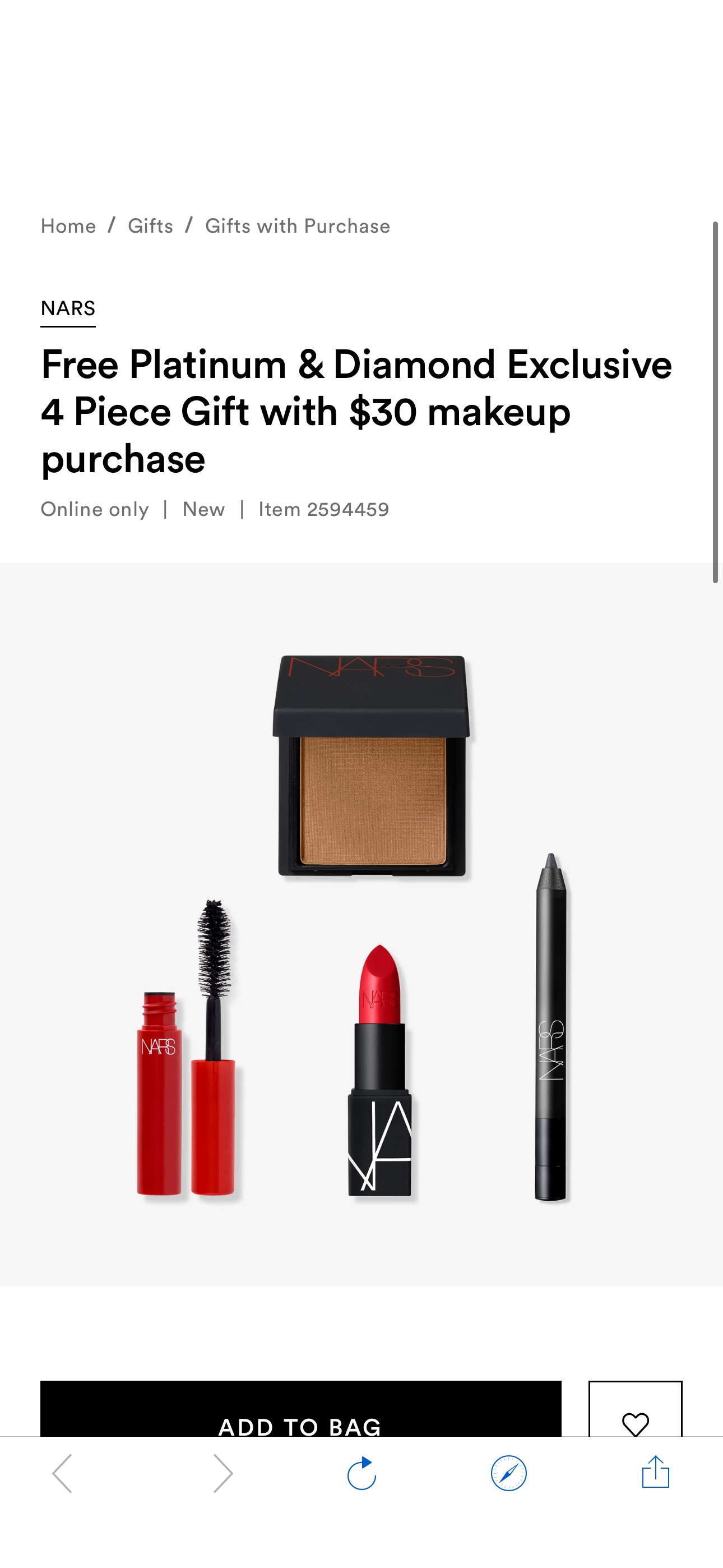 Free Platinum & Diamond Exclusive 4 Piece Gift with $30 makeup purchase - NARS | Ulta Beauty