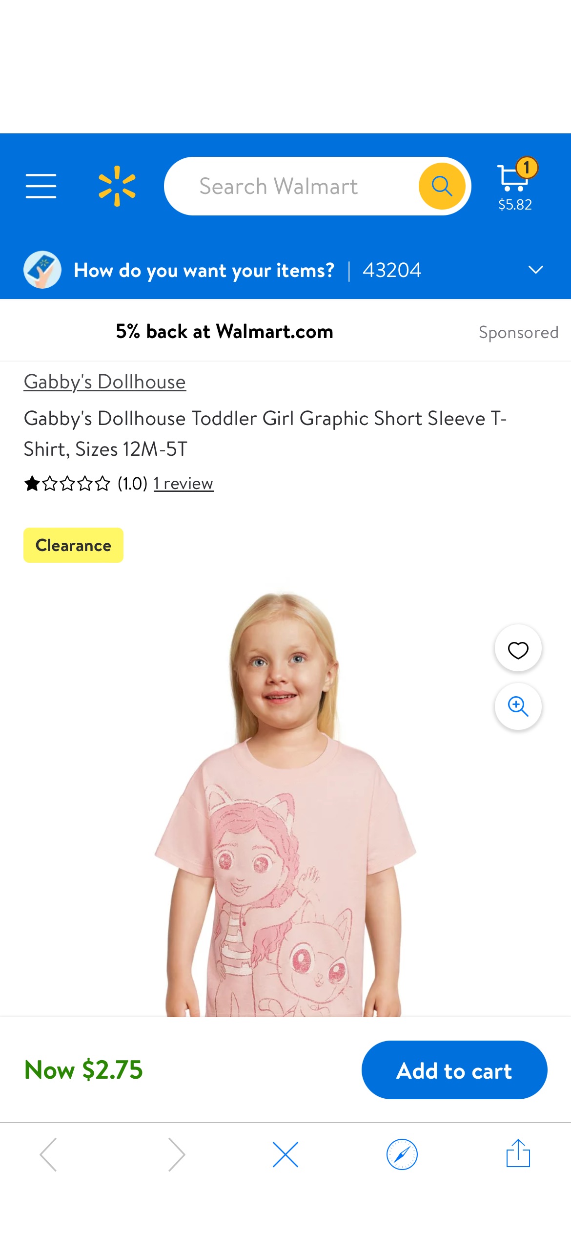 Gabby's Dollhouse Toddler Girl Graphic Short Sleeve T-Shirt, Sizes 12M-5T - Walmart.com 短袖上衣