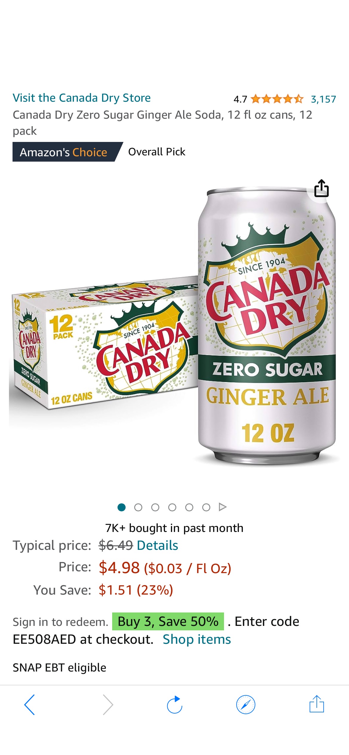 Amazon.com : Canada Dry Zero Sugar Ginger Ale Soda, 12 fl oz cans, 12 pack : Grocery & Gourmet Food