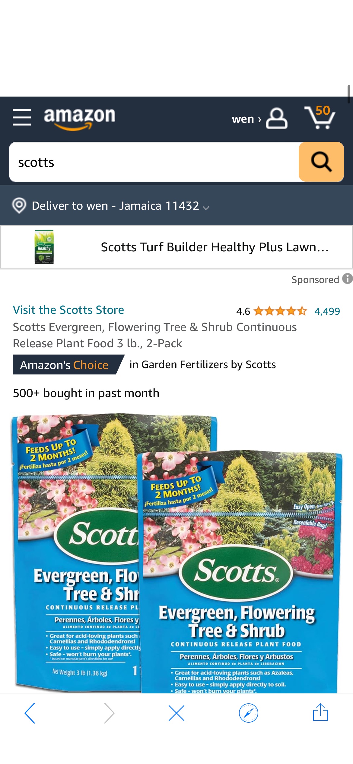 Amazon.com : Scotts Evergreen, Flowering Tree & Shrub Continuous Release Plant Food 3 lb., 2-Pack : Patio, Lawn & Garden