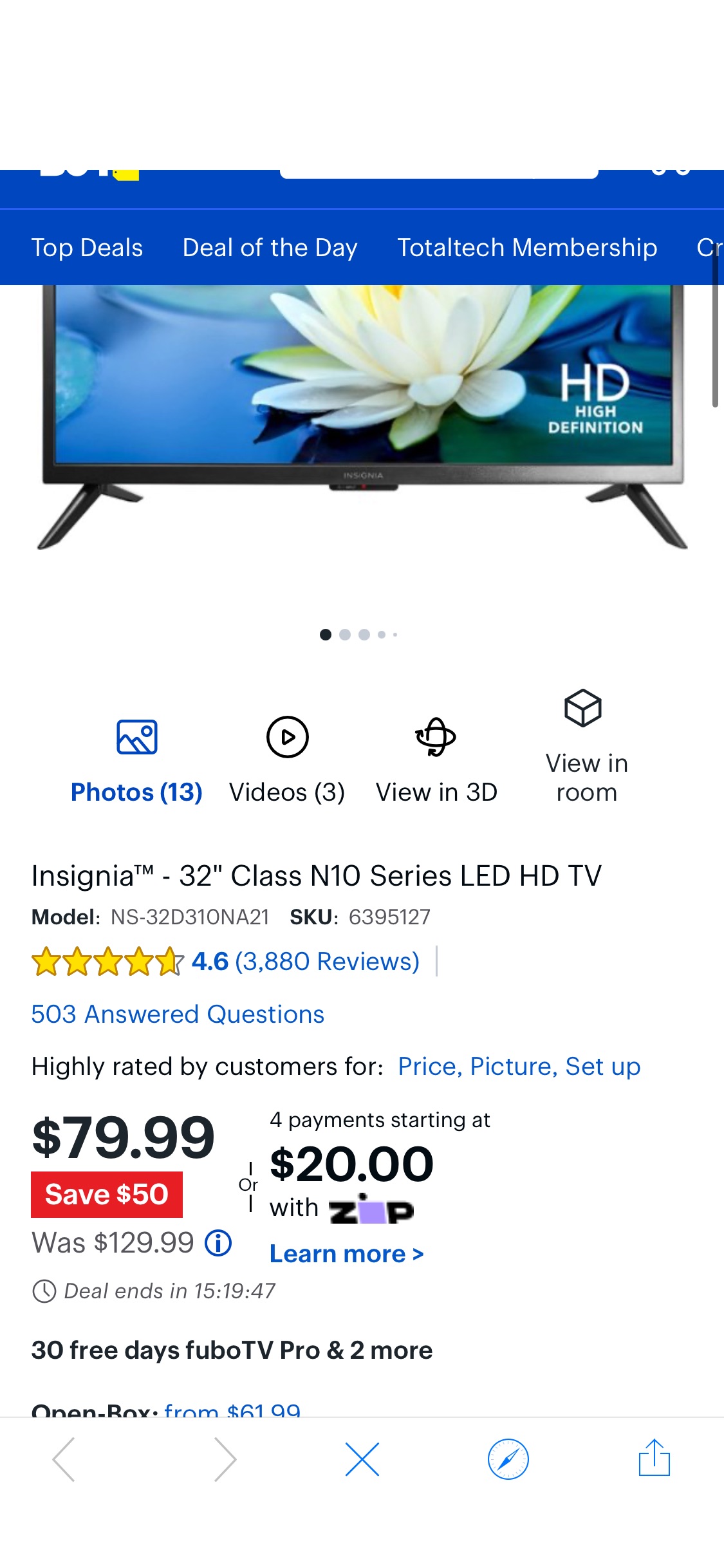 Insignia™ 32" Class N10 Series LED HD TV NS-32D310NA21 - Best Buy电视